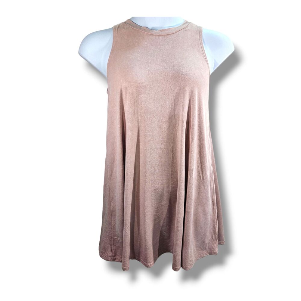 Vibe Sportswear Dress Size Small Pink Crew Neck Suede Feel Trapeze Short Mini